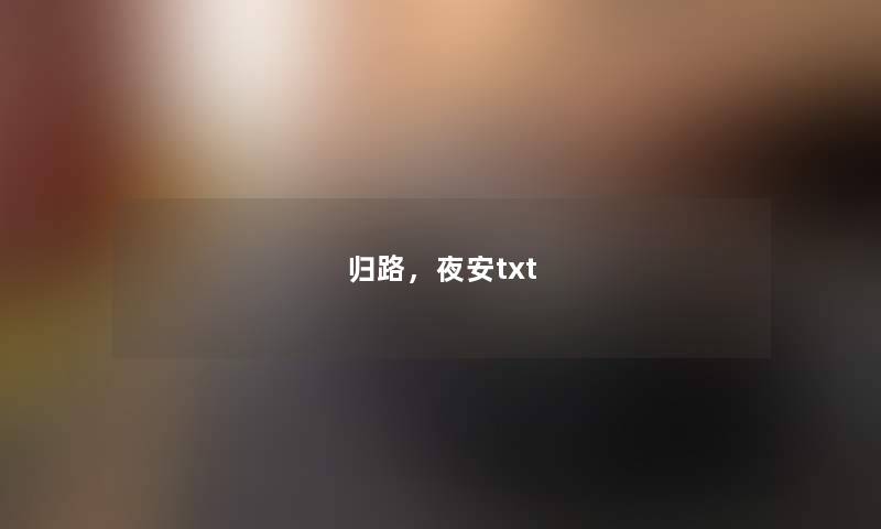 归路,夜安txt 归路,夜安txt