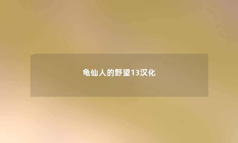 龟仙人的野望13汉化 龟仙人的野望13汉化