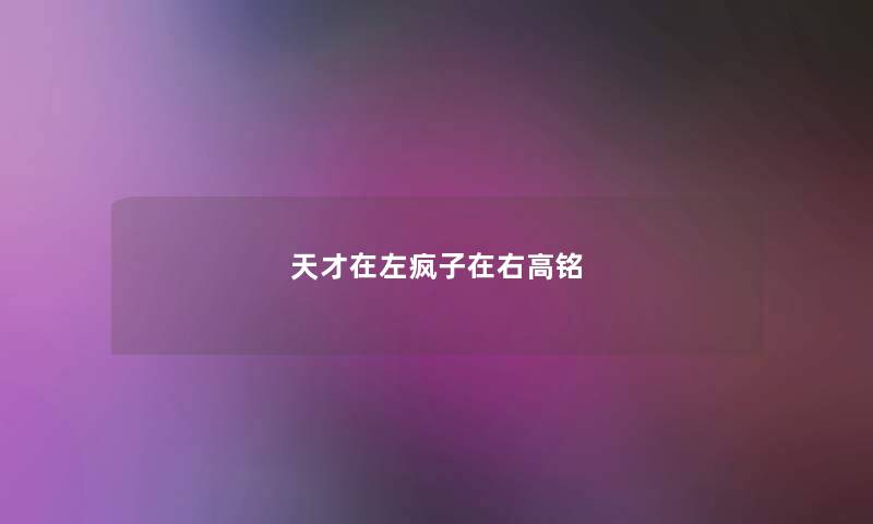 天才在左疯子在右高铭 天才在左疯子在右高铭