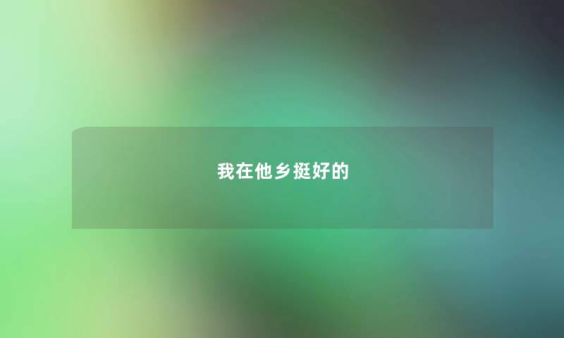 我在他乡挺好的 我在他乡挺好的