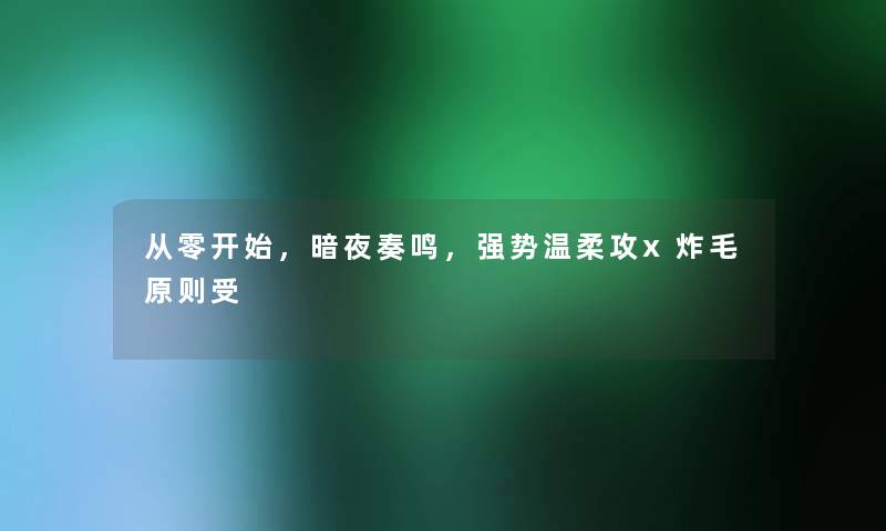 从零开始,暗夜奏鸣,强势温柔攻x炸毛原则受 从零开始,暗夜奏鸣,强势温柔攻x炸毛原则受